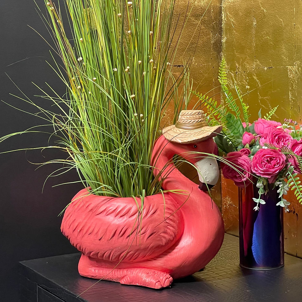 Thumbnail: Large Flamingo wearing a Sun Hat Planter 38cm
