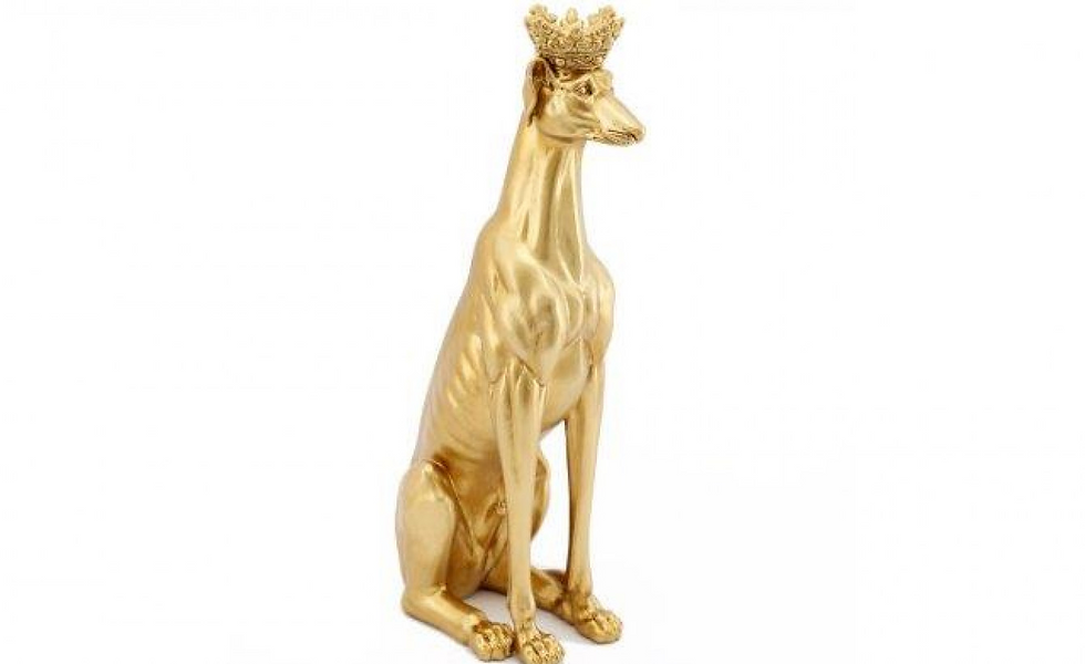 Thumbnail: Gold Greyhound Whippet Lurcher with Crown 45.5cm