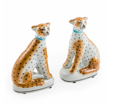 Thumbnail: Pair of Vintage Style Ceramic Sitting Leopards 16.5cm