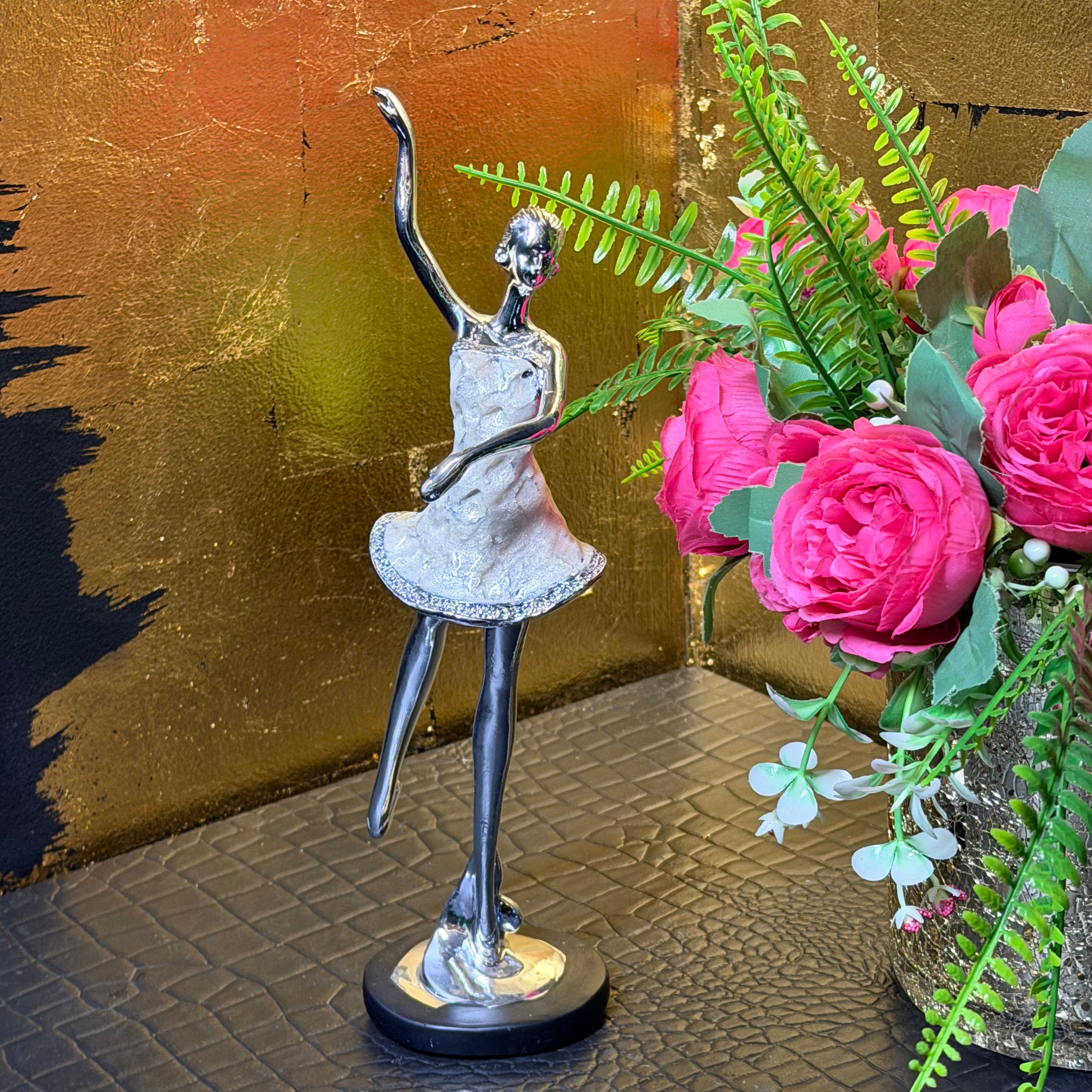 Silver and White Decorative Ballerina Figurine 28cm