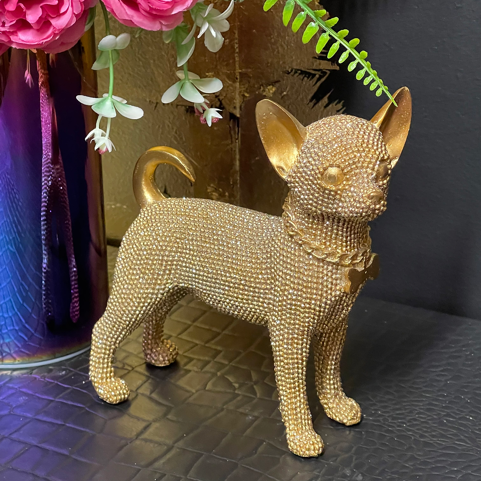Thumbnail: Pink Blue or Gold Shimmering Chihuahua Ornament 15cm