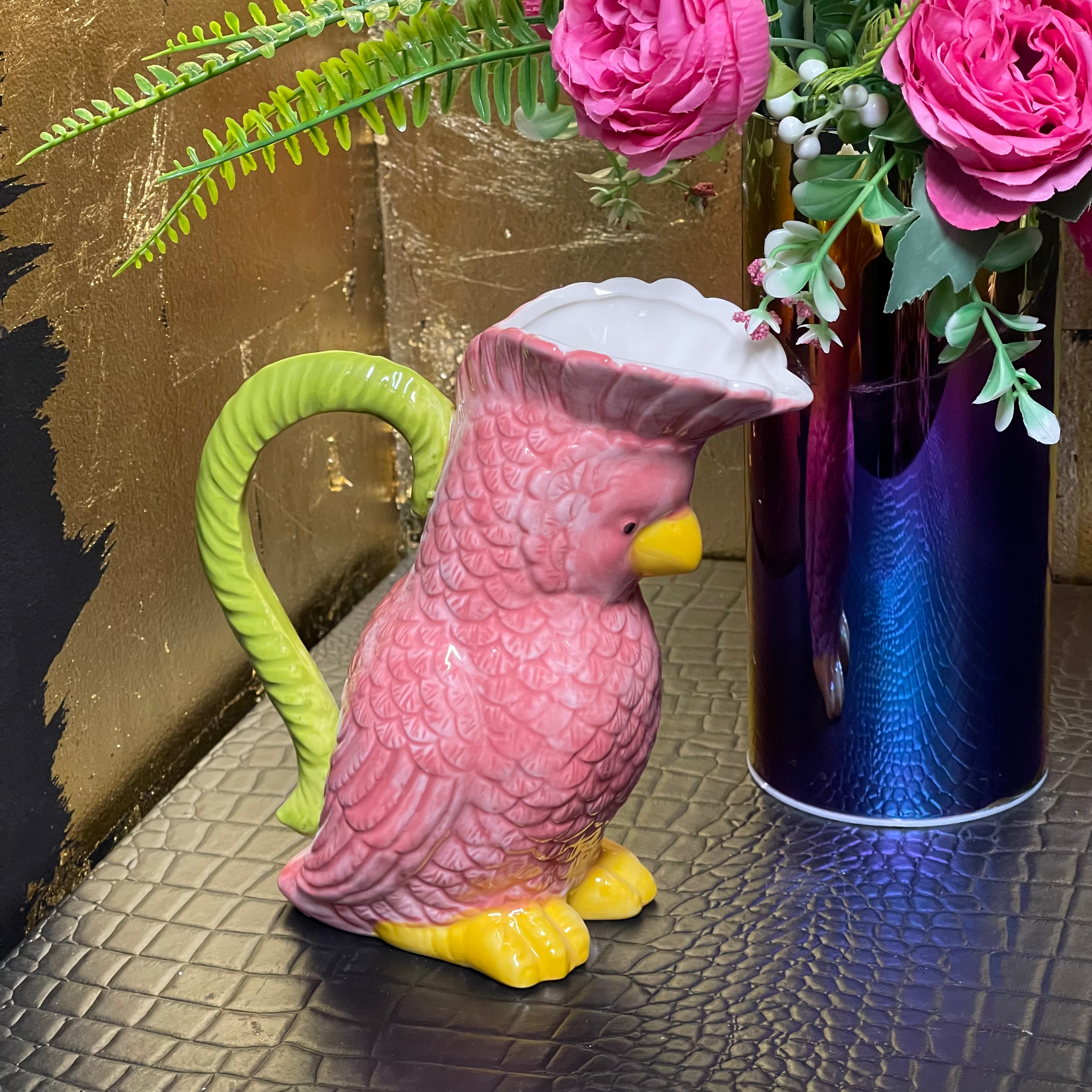 Ceramic Pink Polly Parrot Jug