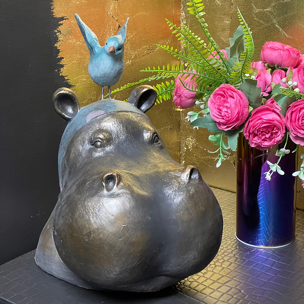 Thumbnail: Bronze Effect Hippo Head Ornaments 3 Sizes S M L