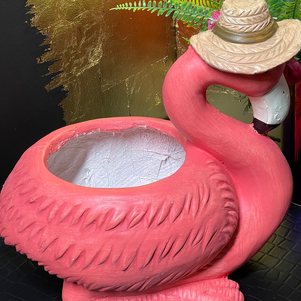 Thumbnail: Large Flamingo wearing a Sun Hat Planter 38cm