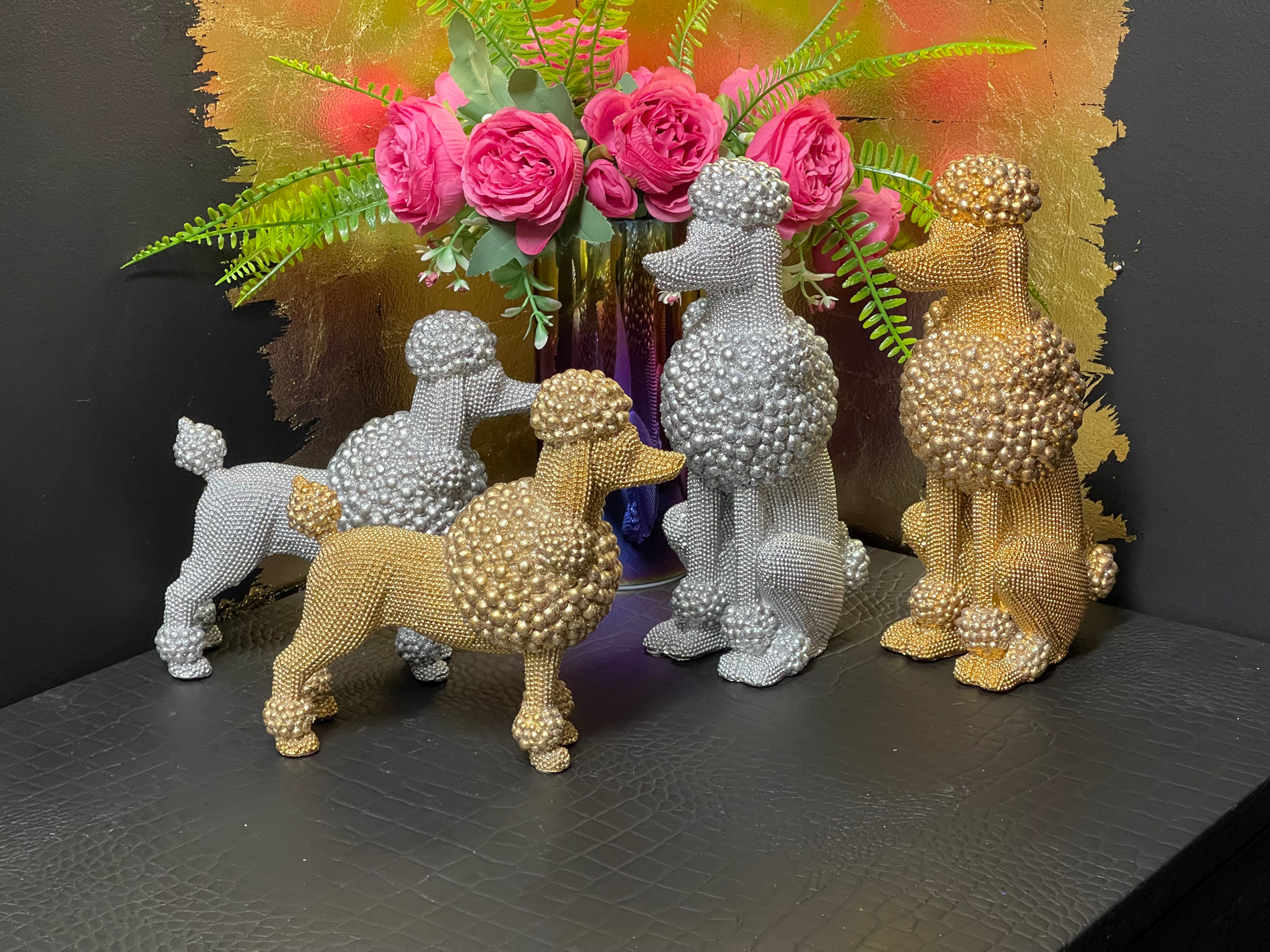 Gold or Silver Sitting or Standing Poodle Ornament