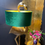Thumbnail: Antique Gold Felicity Flamingo Floor Lamp with Green Velvet Shade  