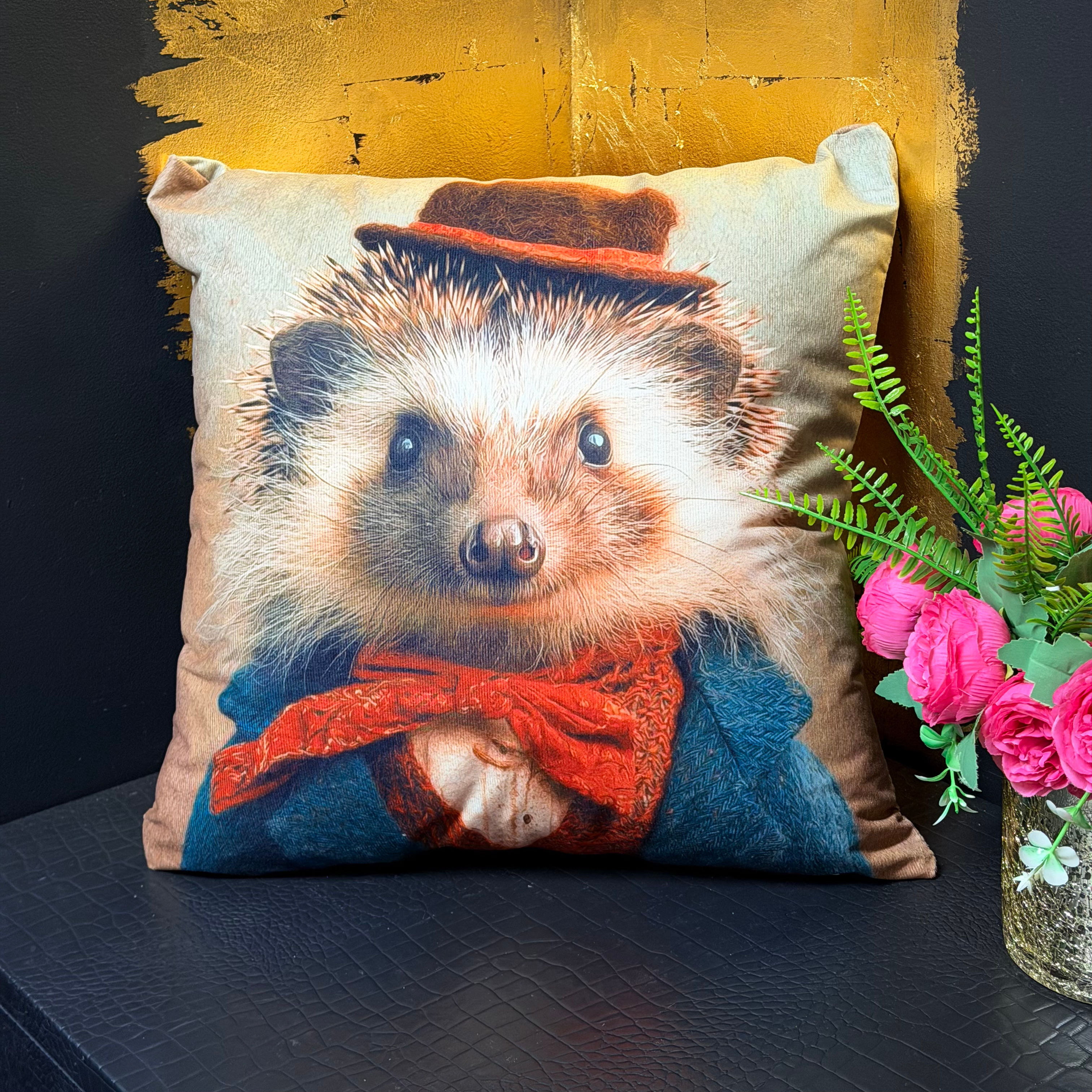  Velvet Double Sided Dressed Up Hedgehog Cushion 