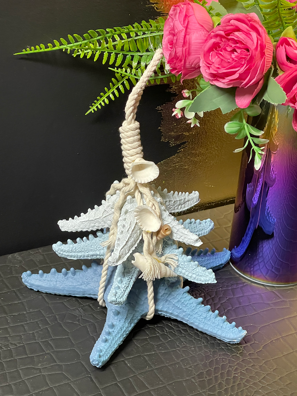 Set of 3  Realistic Starfish in a Rope Hanging Decoration 