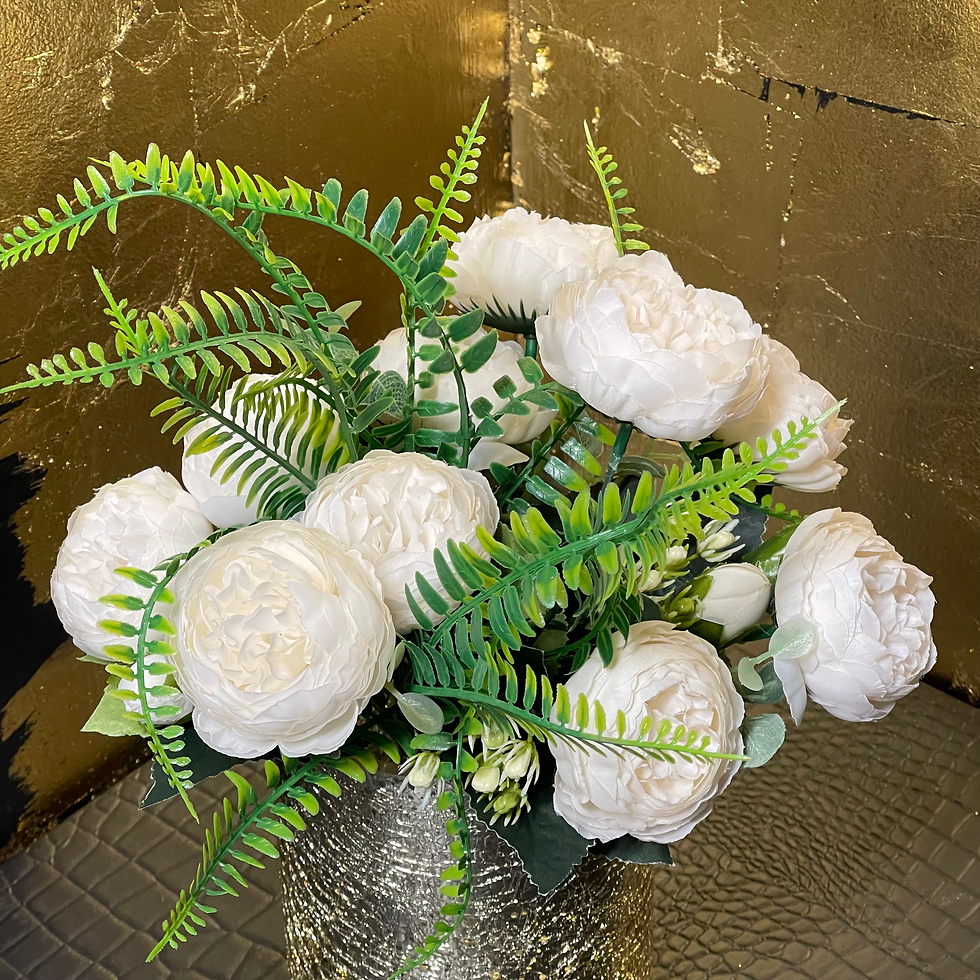 Thumbnail: Artificial Peonies – Large Bunch with Greenery 30cm