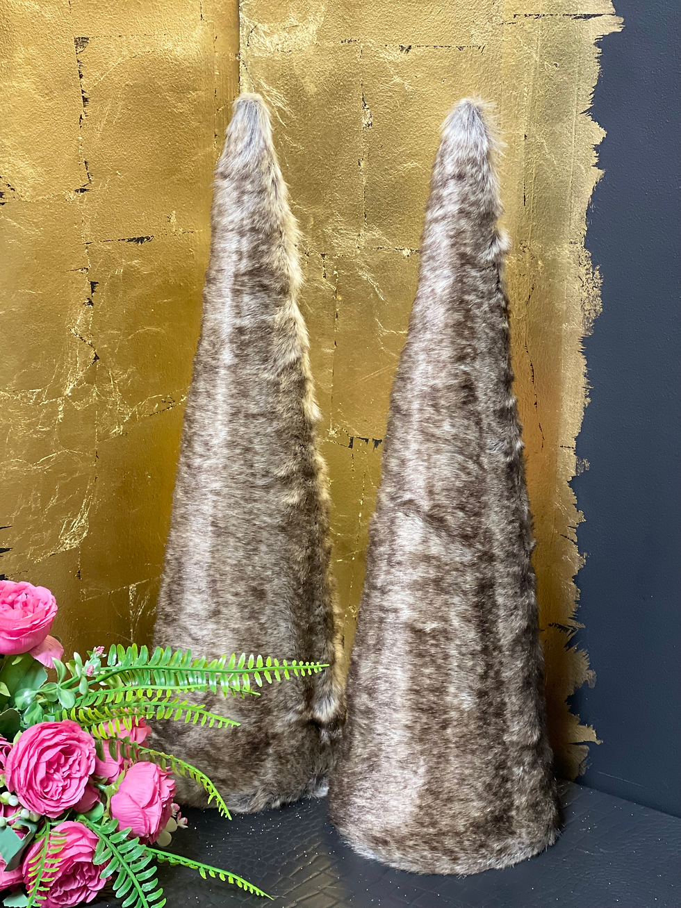 Thumbnail: 50cm Natural Faux Fur Cone Tree Christmas