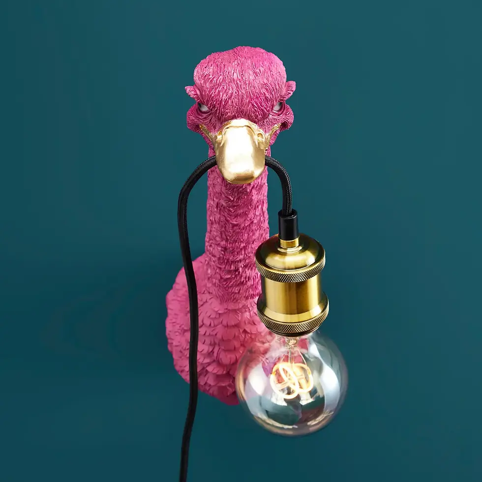 Thumbnail: Magenta Pink and Gold Baby Ostrich Emu Wall Lamp