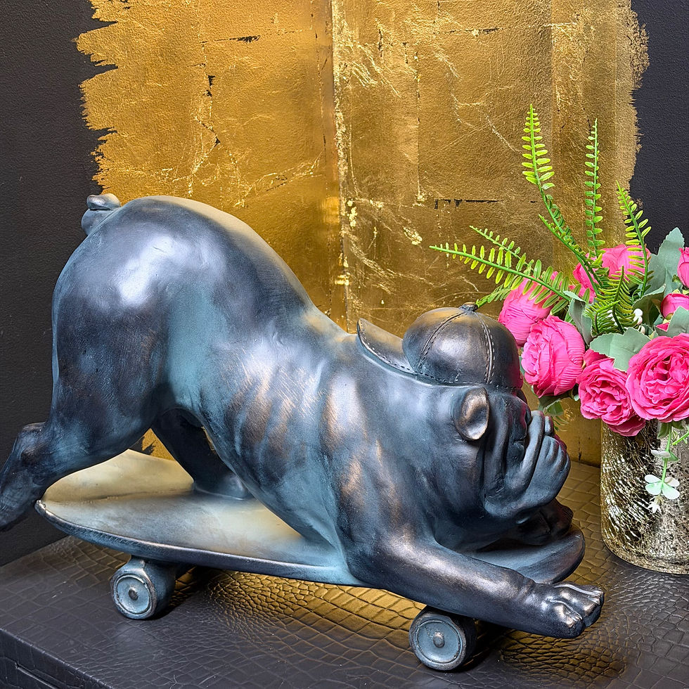 Thumbnail: Bronze Effect English Bulldog on Skateboard  Ornament 49cm