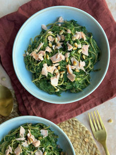 pasta met spinazie en zalm 