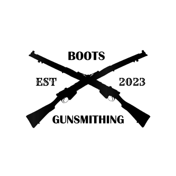 Silloutte of two rifles (boots gunsmithing logo)