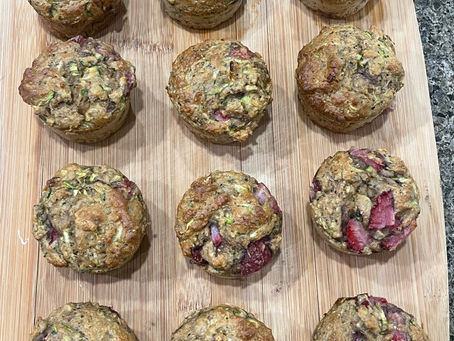 Chia, Lemon, Strawberry & Zucchini Muffins