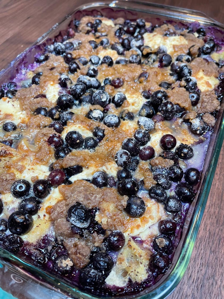 Blueberry French Toast Casserole with Cream Cheese
