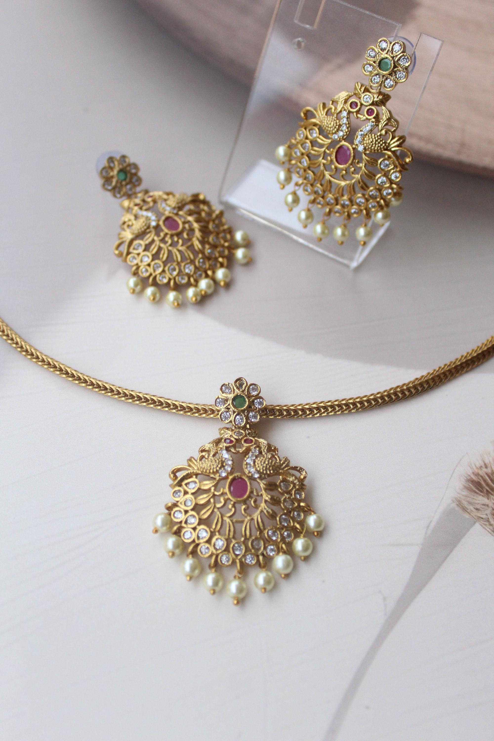 Antique Peacock Design Necklace Set