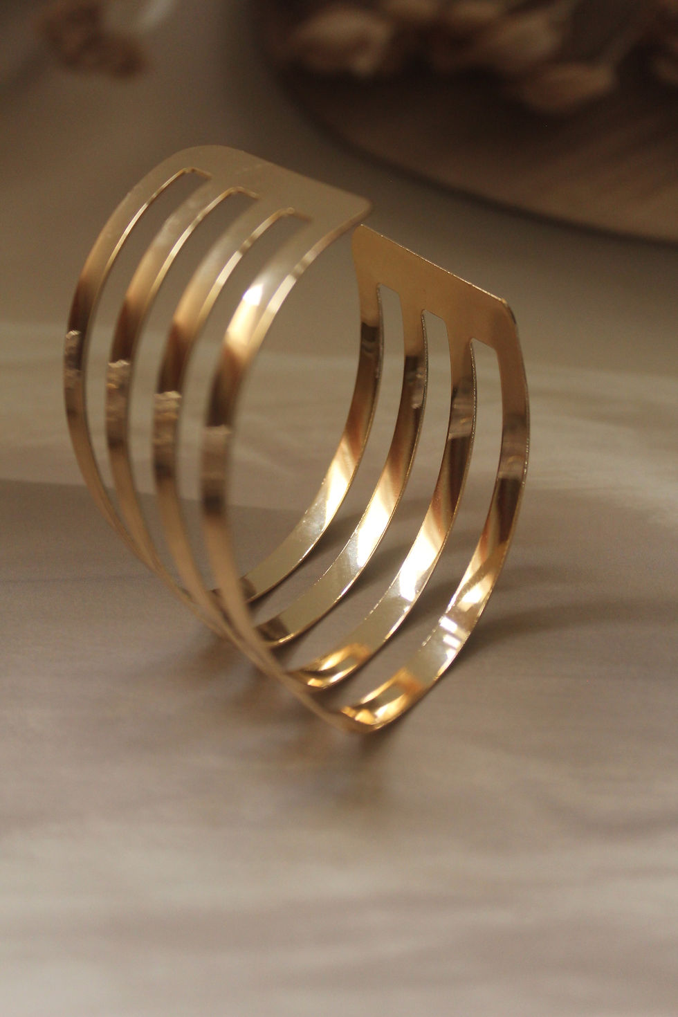 Thumbnail: Bold Multi-Layer Open Kada Bracelet