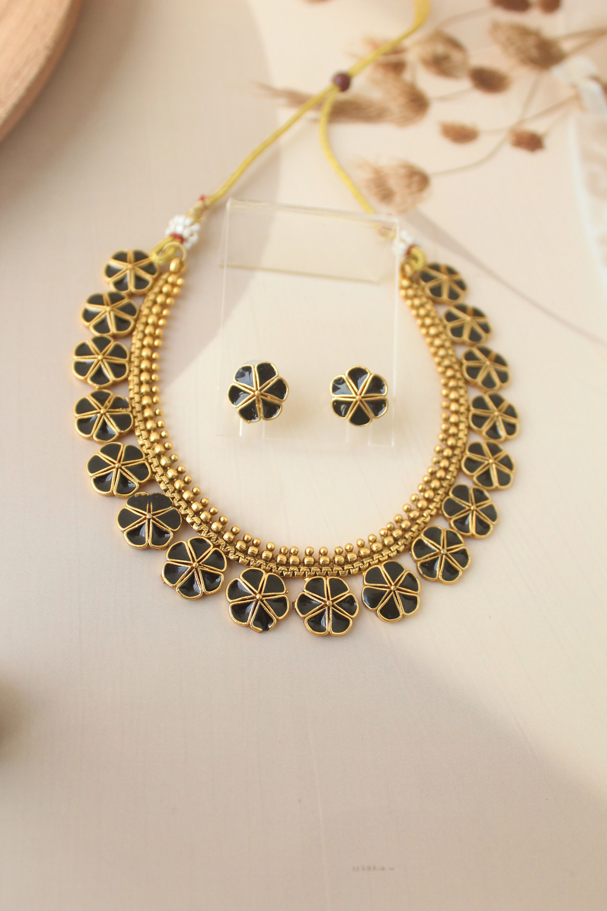 Floral Enamel Necklace Set
