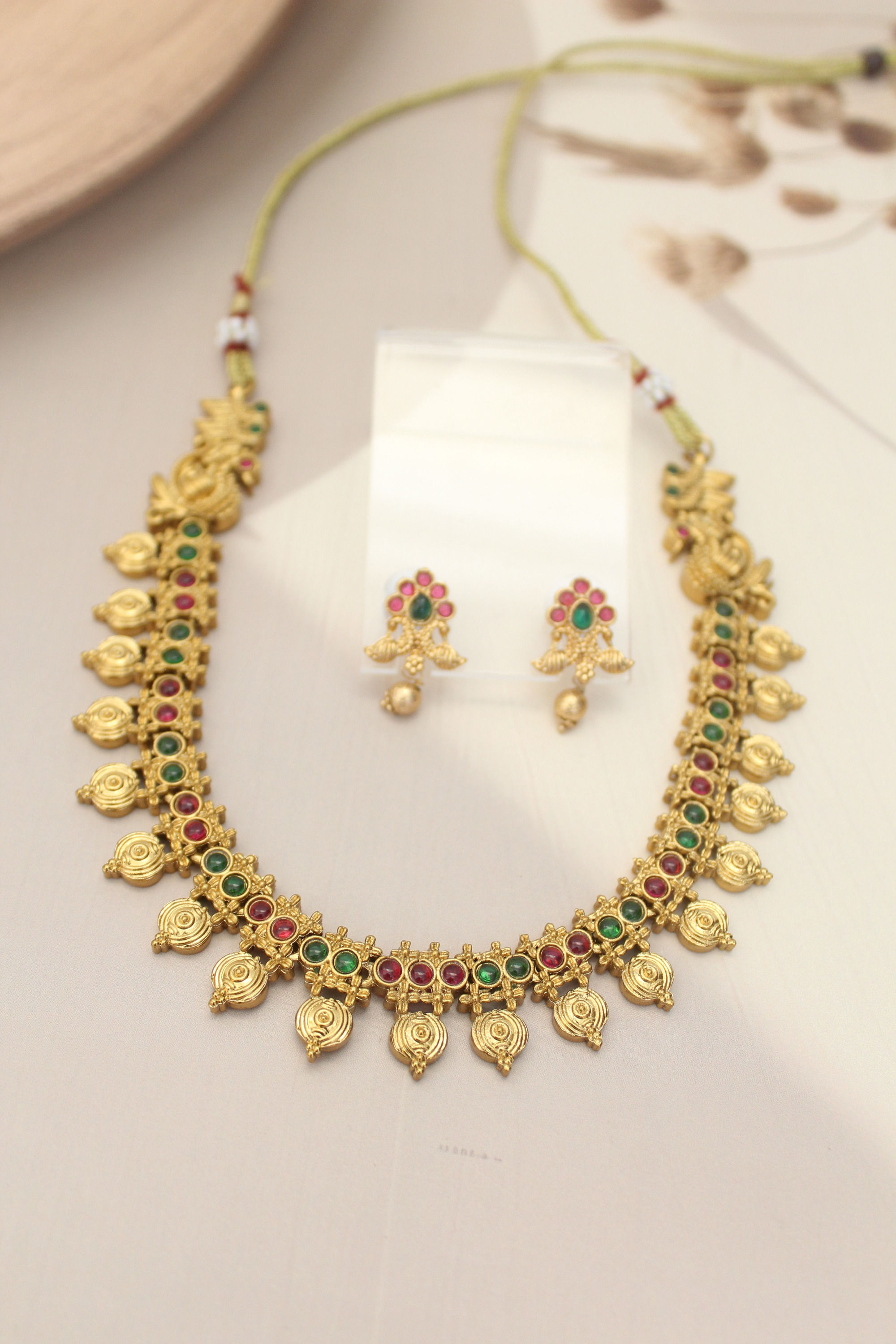 Kemp Peacock Coin Temple Necklace Set