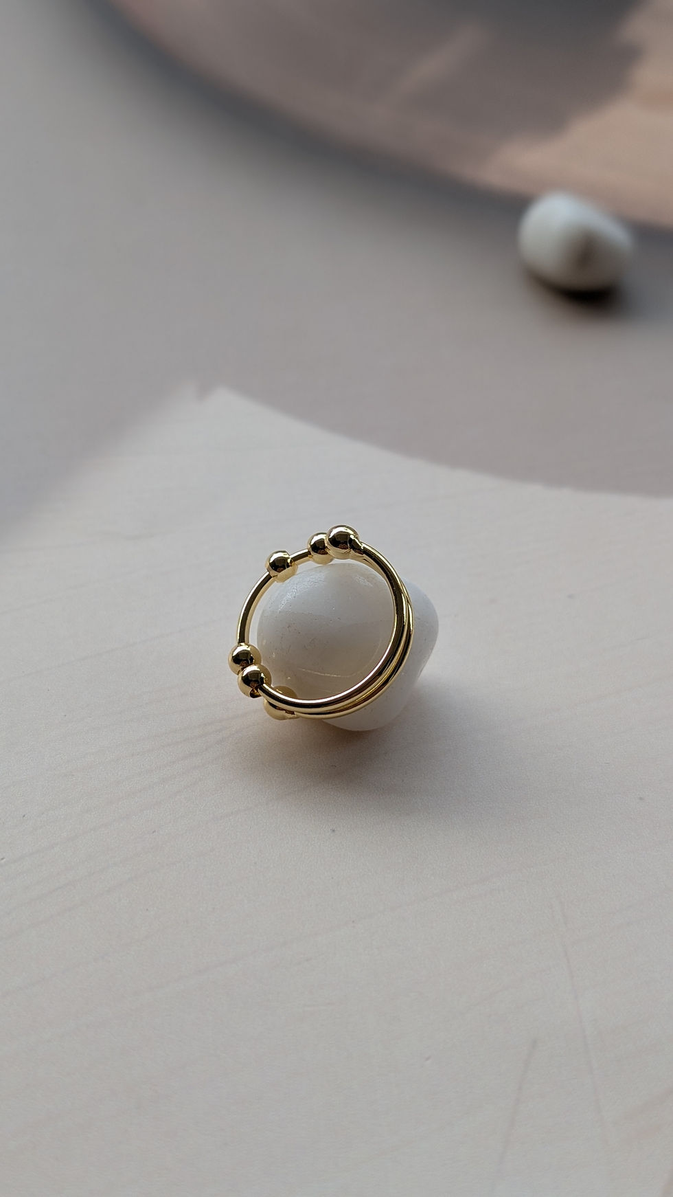 Thumbnail: Dual Band Beaded Adjustable Ring