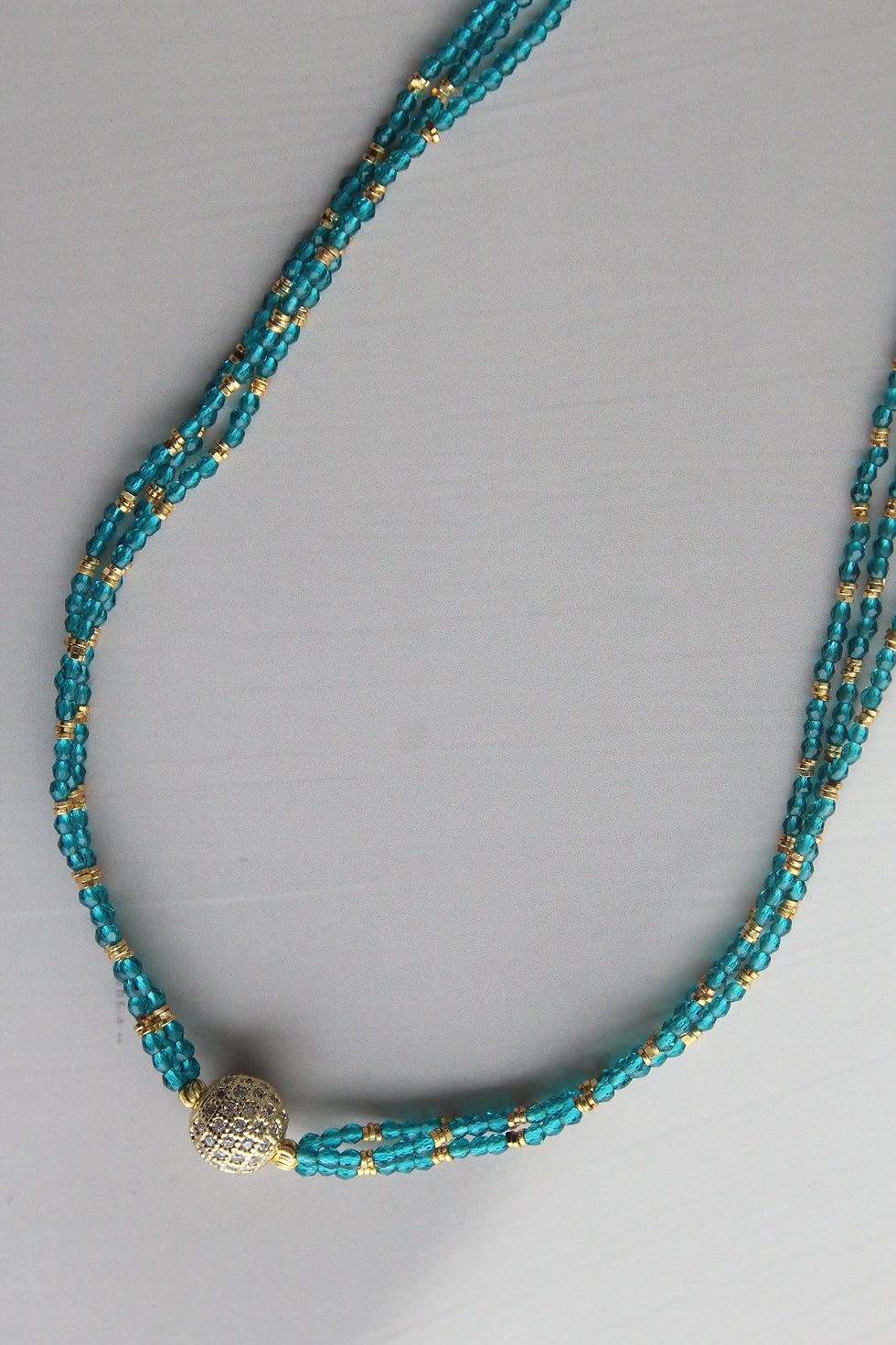 Thumbnail: Multi Layer Crystal Bead Chain with AD Pendant
