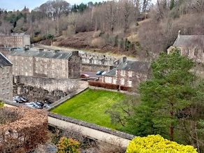 A view of some of the restored buildings of New Lanark village