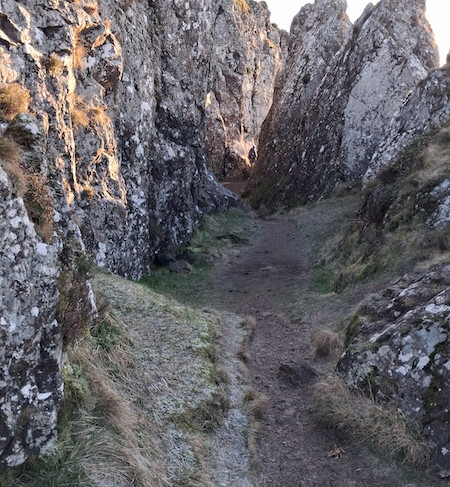 One of the clefts in the rocks of the Whangie
