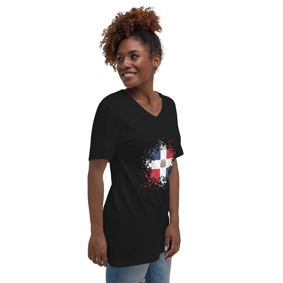 Thumbnail: Dominican Flag Paint - Unisex Short Sleeve V-Neck T-Shirt