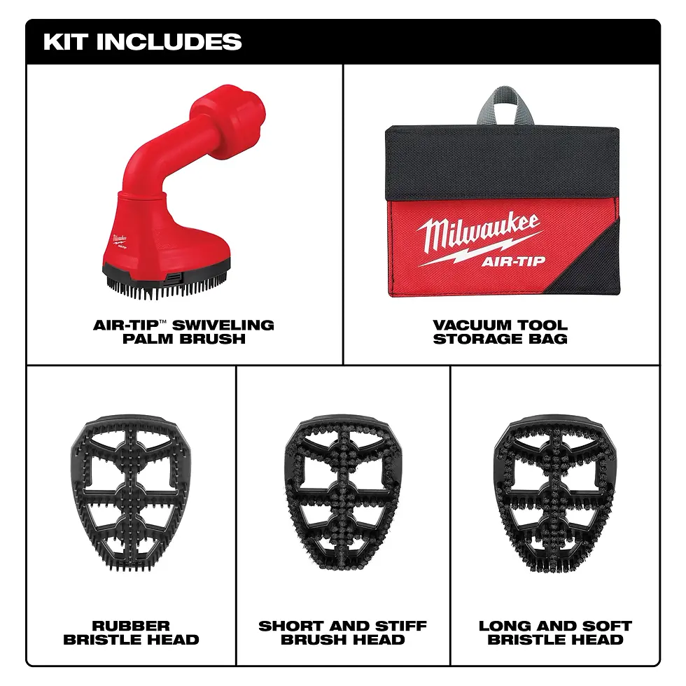 Thumbnail: Milwaukee AIR-TIP 1-1/4 in. - 2-1/2 in. Swiveling Palm Brush Wet/Dry Shop Vacuum