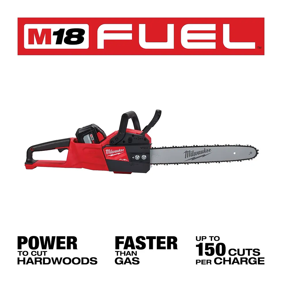 Thumbnail: Milwaukee M18 FUEL 16 in. 18V Lithium-Ion Brushless Battery Chainsaw Kit with 12