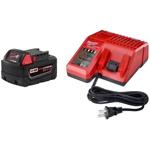 Milwaukee M18 18-Volt Lithium-Ion XC Starter Kit with One 5.0Ah Battery and Char