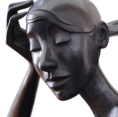 Elle M le temps des secrets : Sculpture bronze de Françoise FRANCQ (Détail)