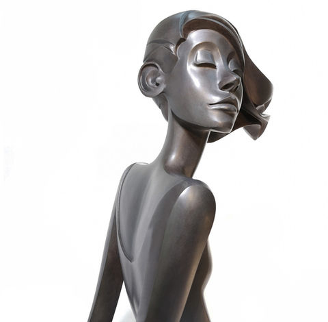 Sculpture bronze de Françoise FRANCQ : Elle M le vent des cimes (Détail)