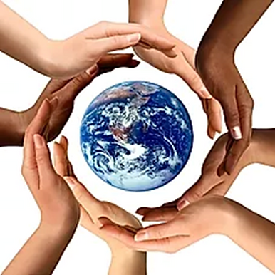 Healing Hands circling earth