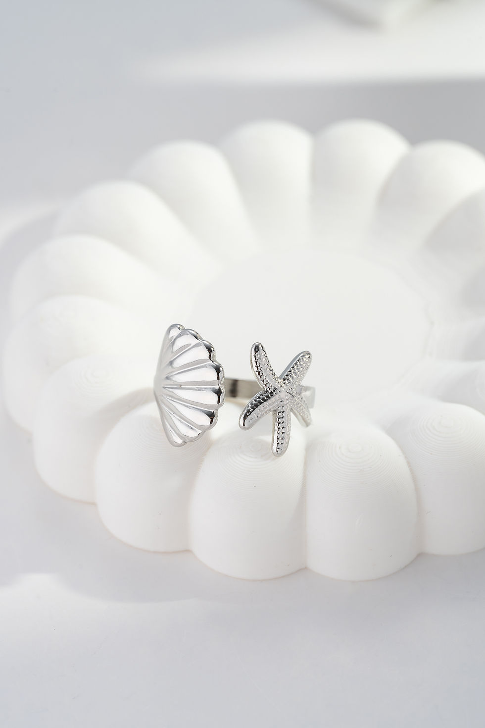 Bague Coquillage Étoile Mer en acier inoxydable