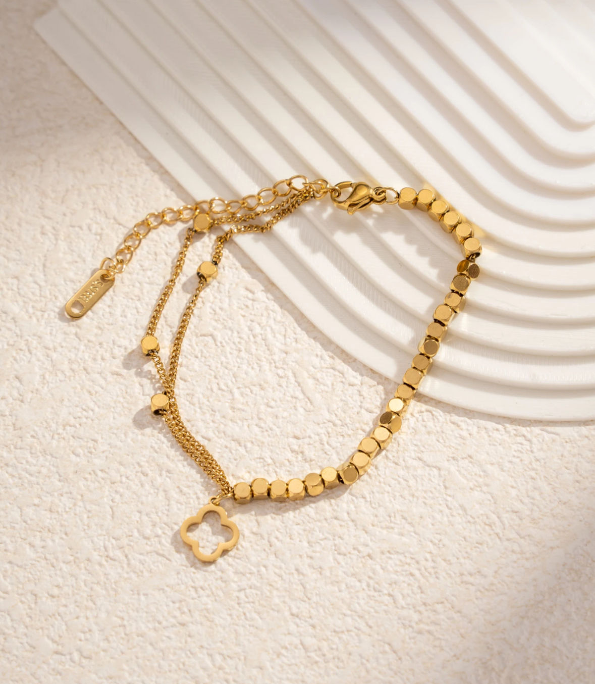 Bracelet acier inoxydable trèfle chic fin élégant tendance