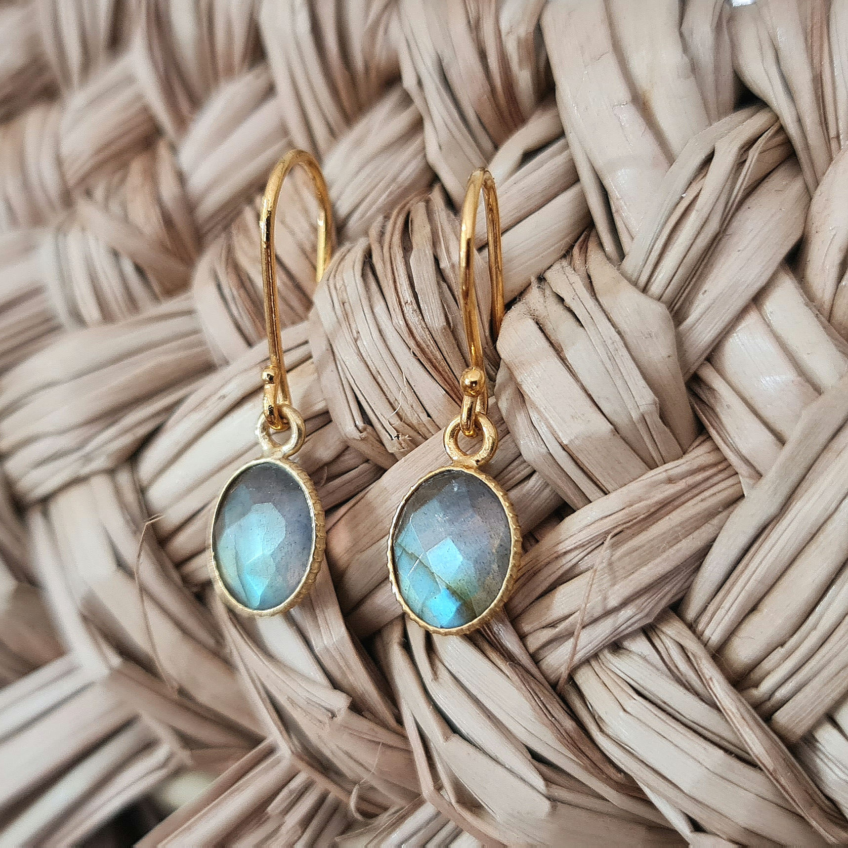 Pendientes Oro Labradorita 