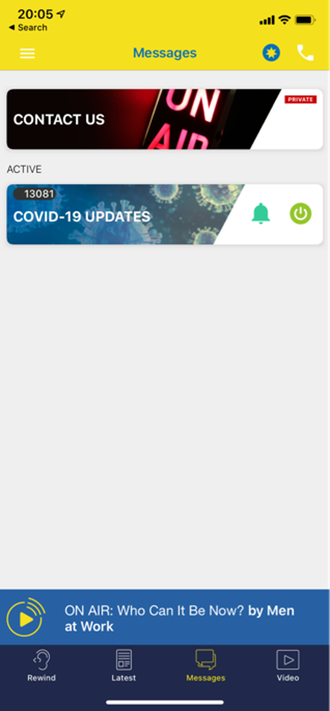 The messaging functionality within Smile’s mobile app keeps the station close to their audience