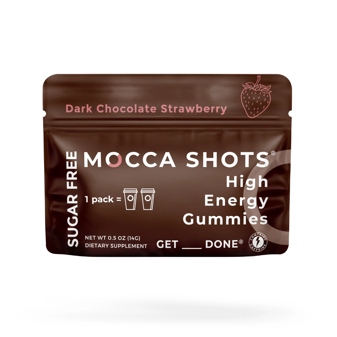 Sugar Free Mocca Shots Energy Gummies with Caffeine | 12-Pack - Dark Chocolate