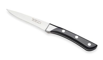 A cutting knife with dark handle