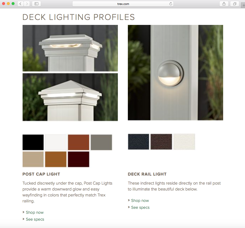 TREX POST CAP LIGHT AND DECK RAIL LIGHT