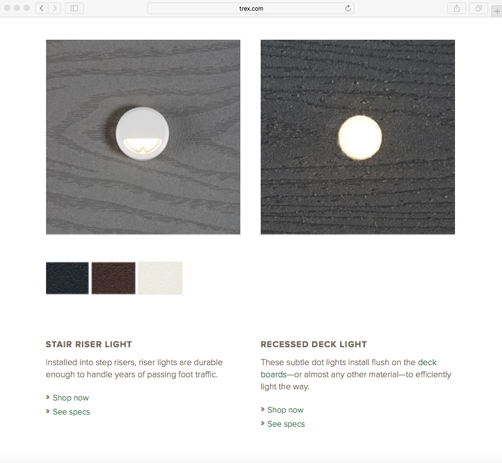 TREX STAIR RISER LIGHT AND RECESSED DECK LIGHT