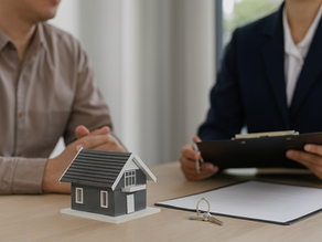How to choose the right real estate agent. Home seller meeting symbolizing a property listing or sale discussion with a real estate agent