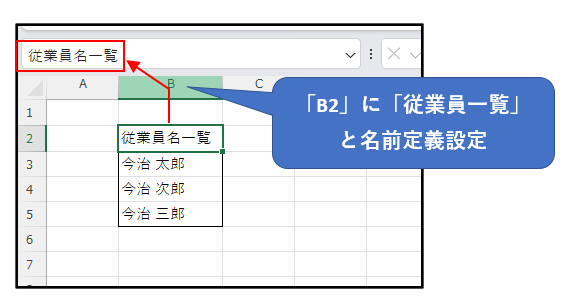 ヘッダーセルに名前定義設定