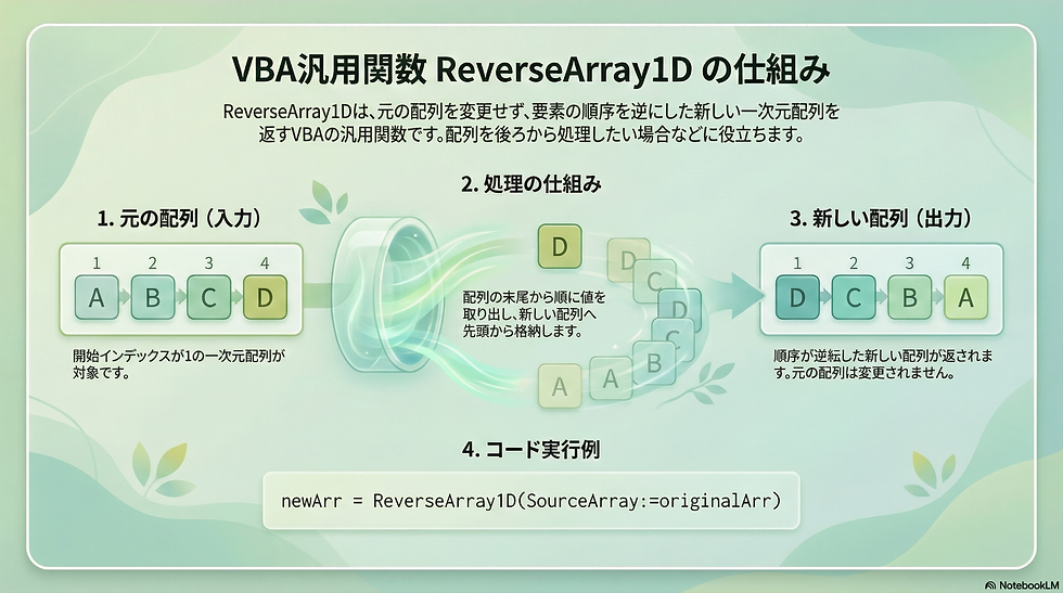 ReverseArray1D|一次元配列の並び順を反転する | Excel VBA