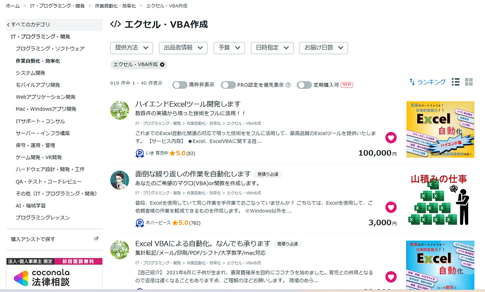 ココナラの出品ランキングを自動収集＆ダッシュボード化
