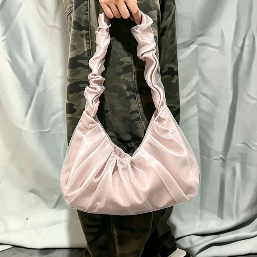 Thumbnail: Handmade Cloud Ruched Hobo Bag