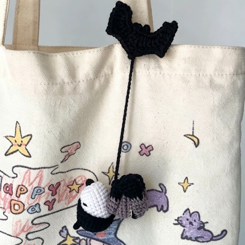 Batman Inspired Snoopy Crochet Keychain with Stretchy Bat Charm
