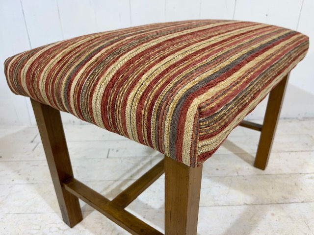 Thumbnail: Art Deco Footstool in Striped Chenille